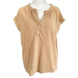 LOFT petites tan blouse size LP